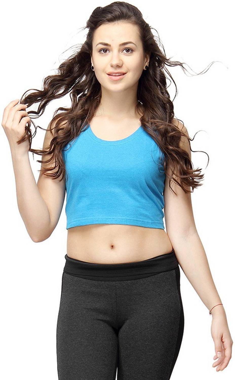 PINACOLADA Casual Sleeveless Solid Women Dark Blue Top