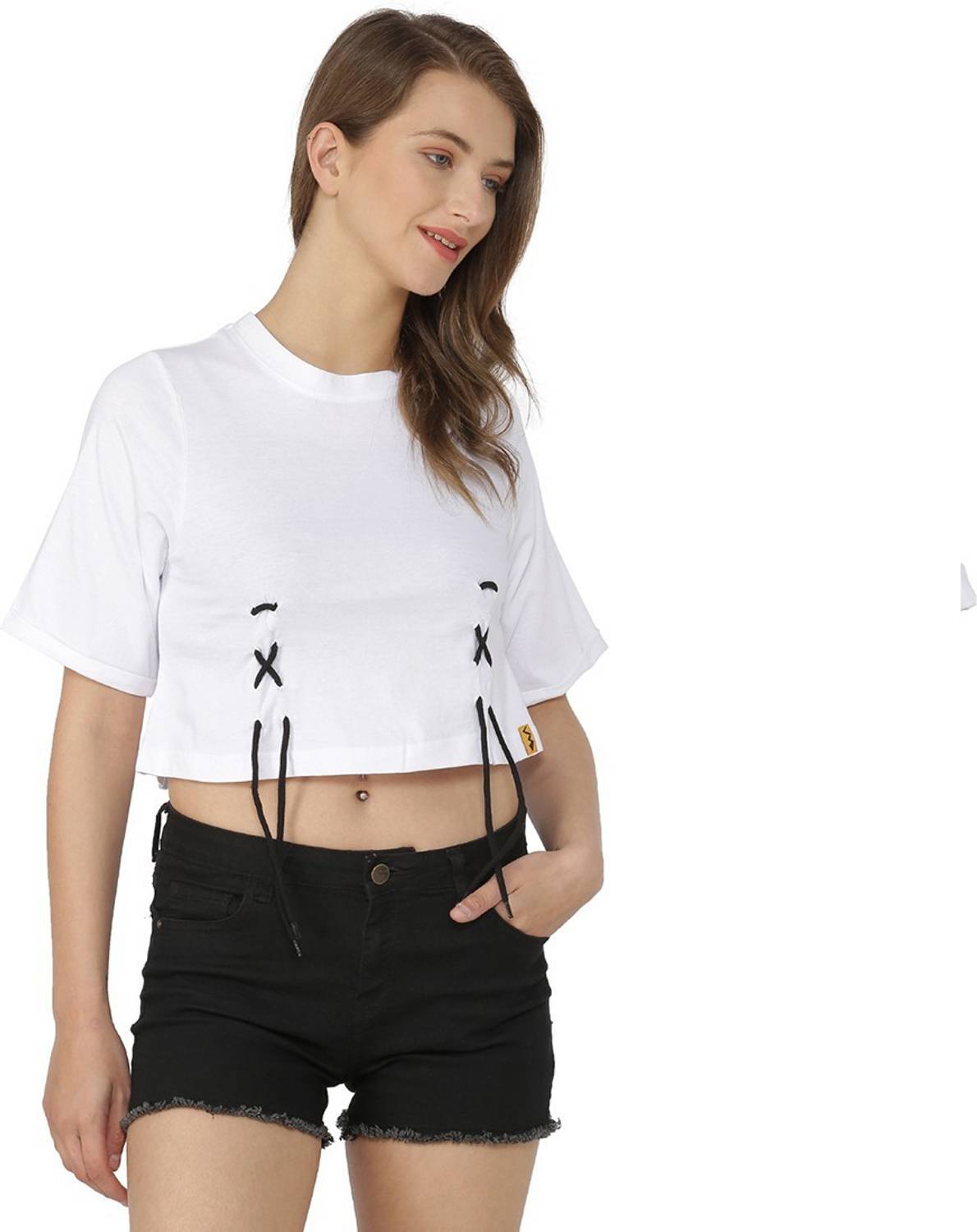 PINACOLADA Casual Half Sleeve Solid Women White Top