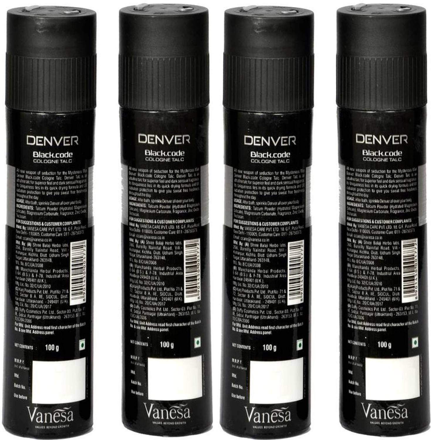 DENVER Black Code Cologne Talc Combo (Pack of 4) - Image 2