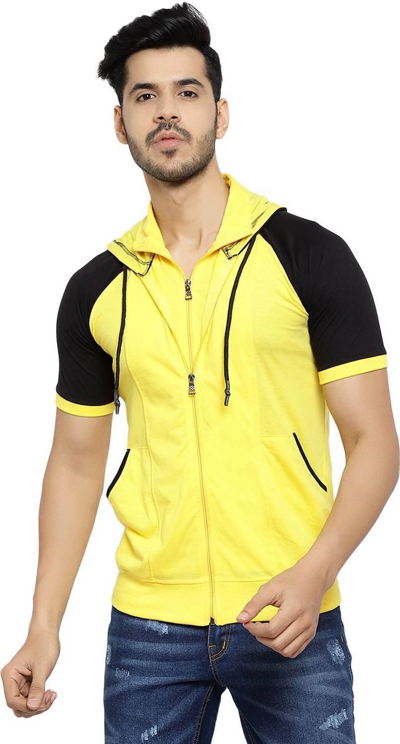 Black Collection Men Colorblock Hooded Neck Cotton Blend Black, Y