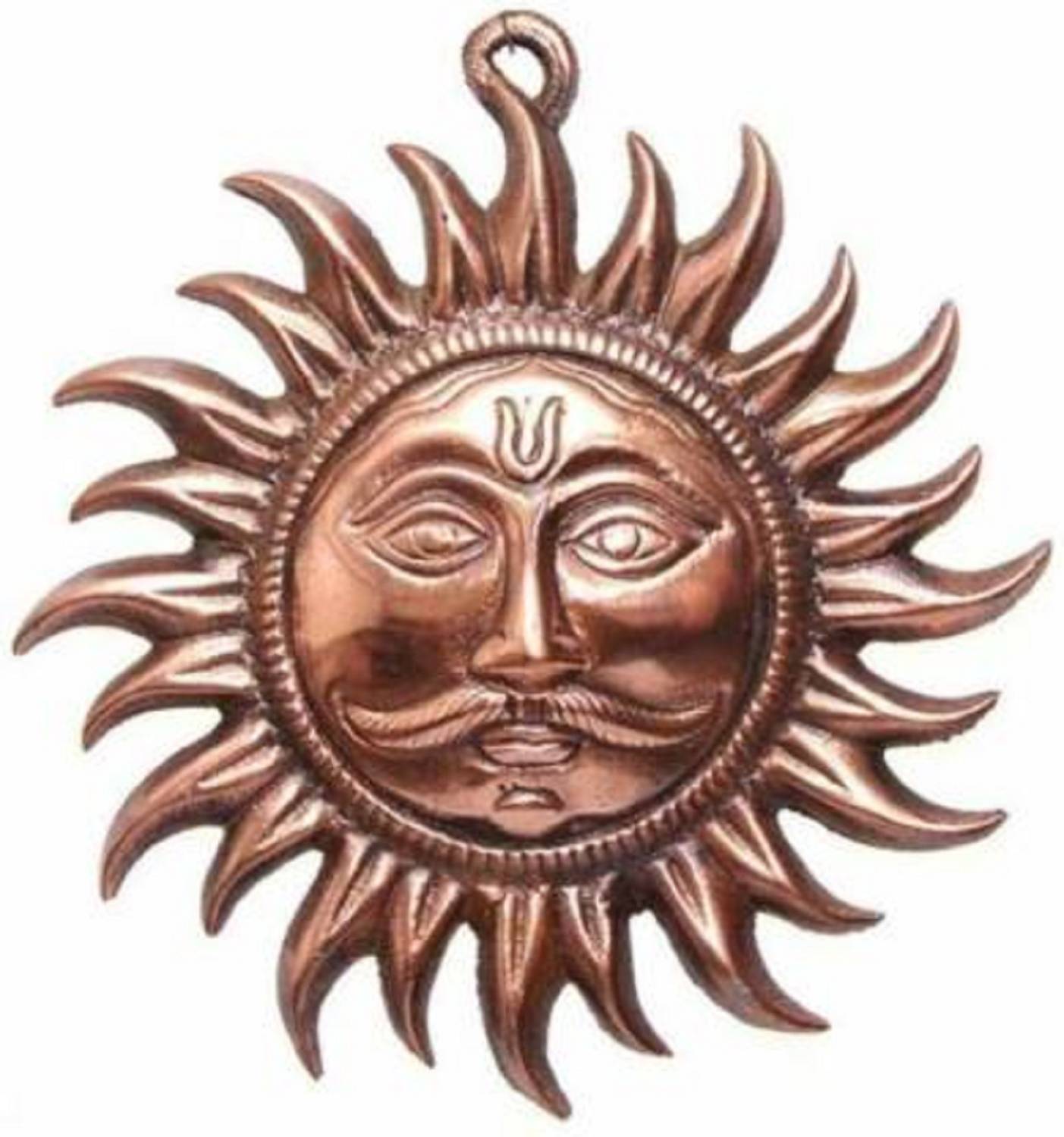 ASTRUMS Feng Shui Divine Traditional Spiritual Handcrafted Metal Sun Wall Hanging for Home Decor, Standard, Bronze Decorative Showpiece - 19 cm (Brass, Copper) Decorative Showpiece - 19 cm