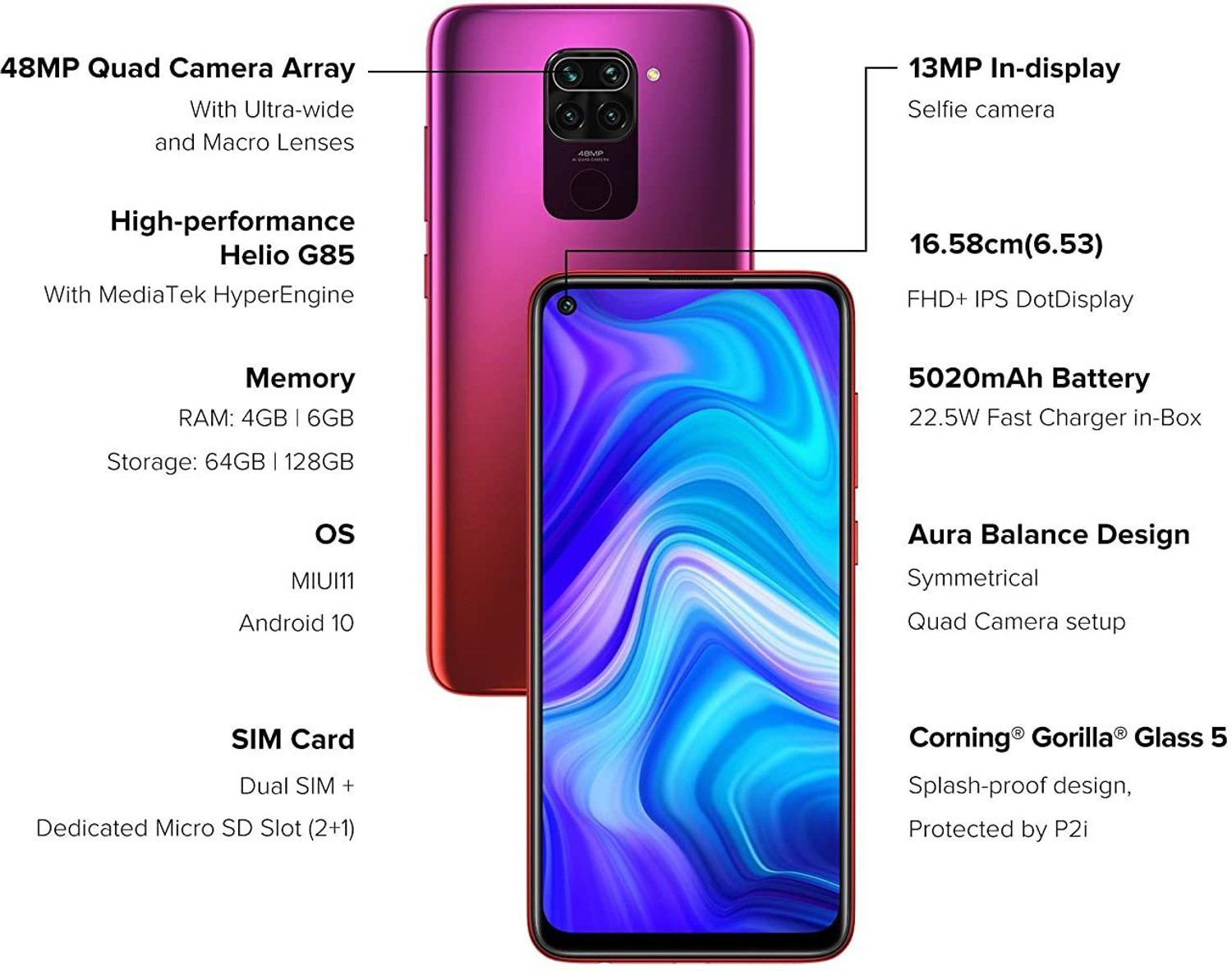 Image of REDMI Note 9 (Scarlet Red, 128 GB) (6 GB RAM)