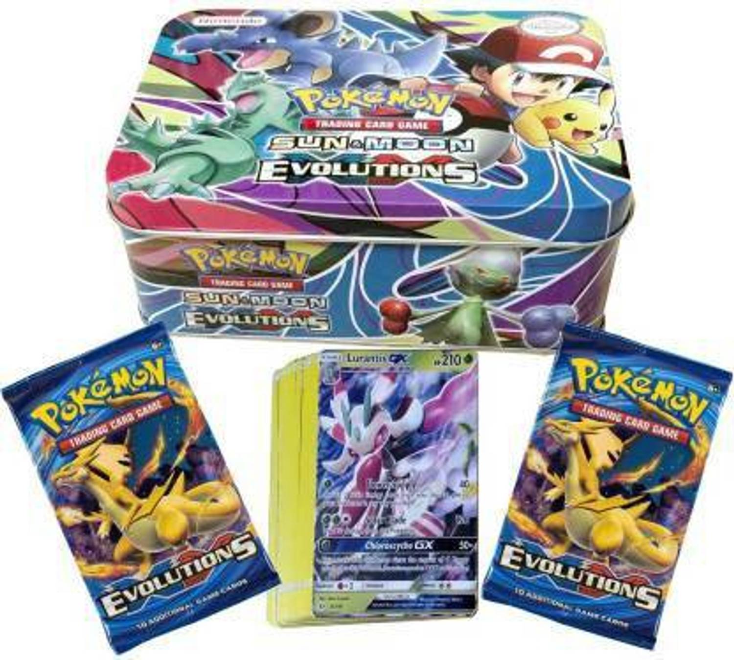 MON N MOL Pokemon cards Sun Moon & Evolutions Big Tin with two booster packs  - Pokemon cards Sun Moon & Evolutions Big Tin with two booster packs . shop  for MON