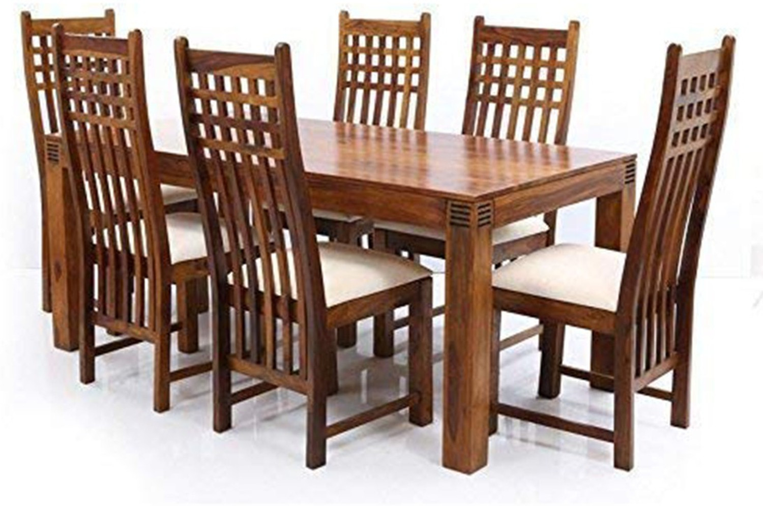 Image of HANDWOODY Solid Wood 6 Seater Dining Set