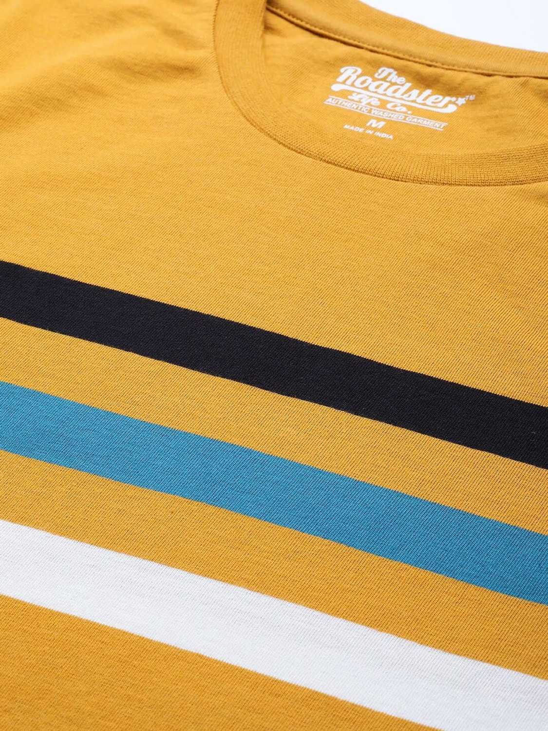 Image of Roadster Colorblock Men Round Neck Yellow T-Shirt