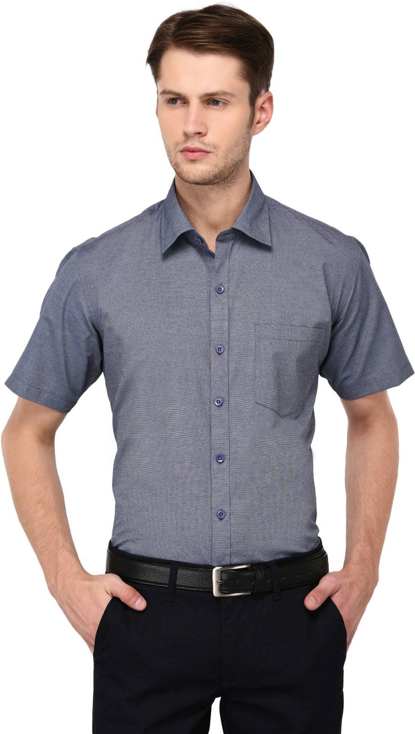 ACCOX Men Self Design Formal Grey Shirt