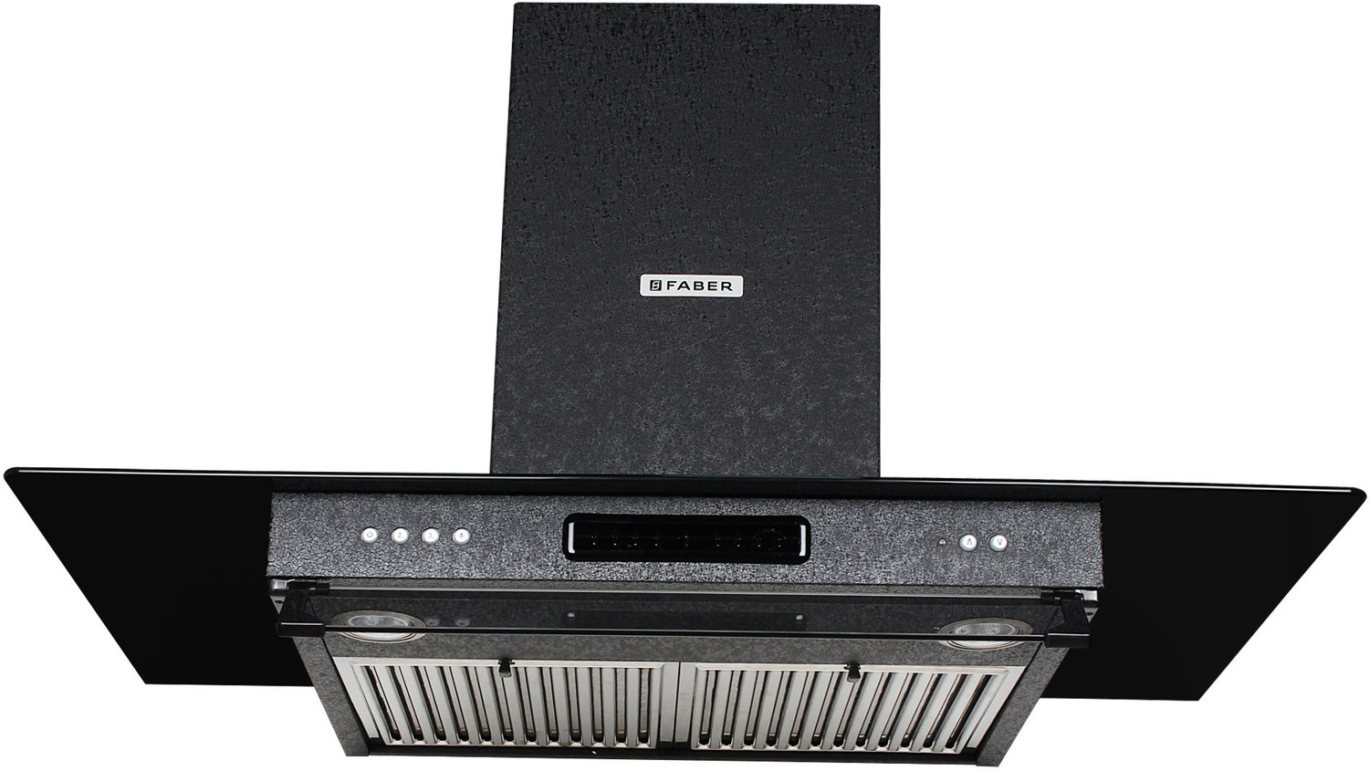 Image of FABER Aerostation Glamour 3D FT AB 90 Wall Mounted Black 1095 CMH Chimney