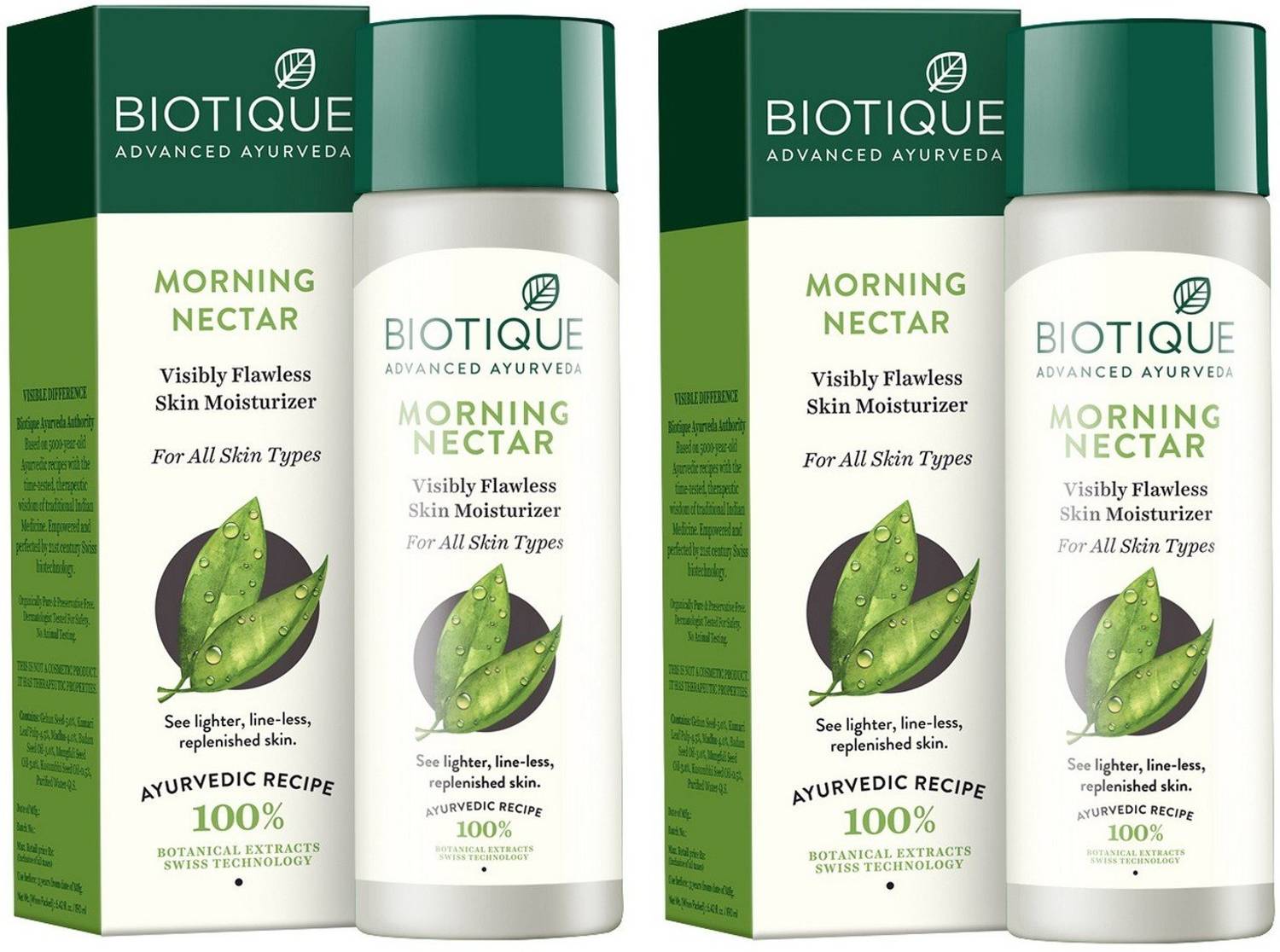 BIOTIQUE Pack of 2 Morning Nectar Visibly Flawless Skin Moisturizer Lotion 120ml
