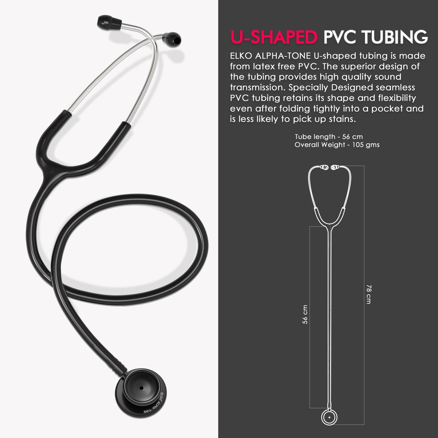 Image of ELKO ALPHA-TONE Aluminium Head stethoscope Acoustic Stethoscope