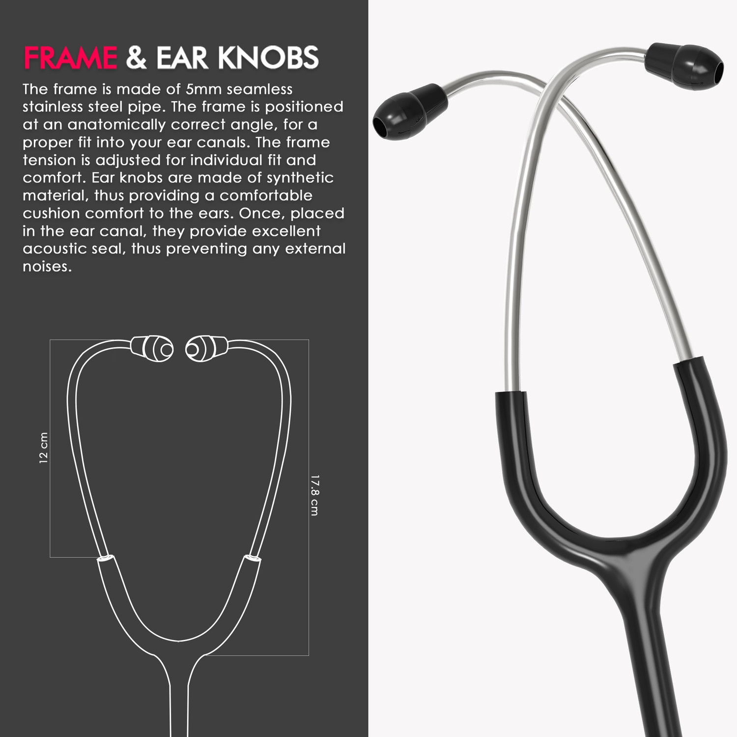 Image of ELKO ALPHA-TONE Aluminium Head stethoscope Acoustic Stethoscope