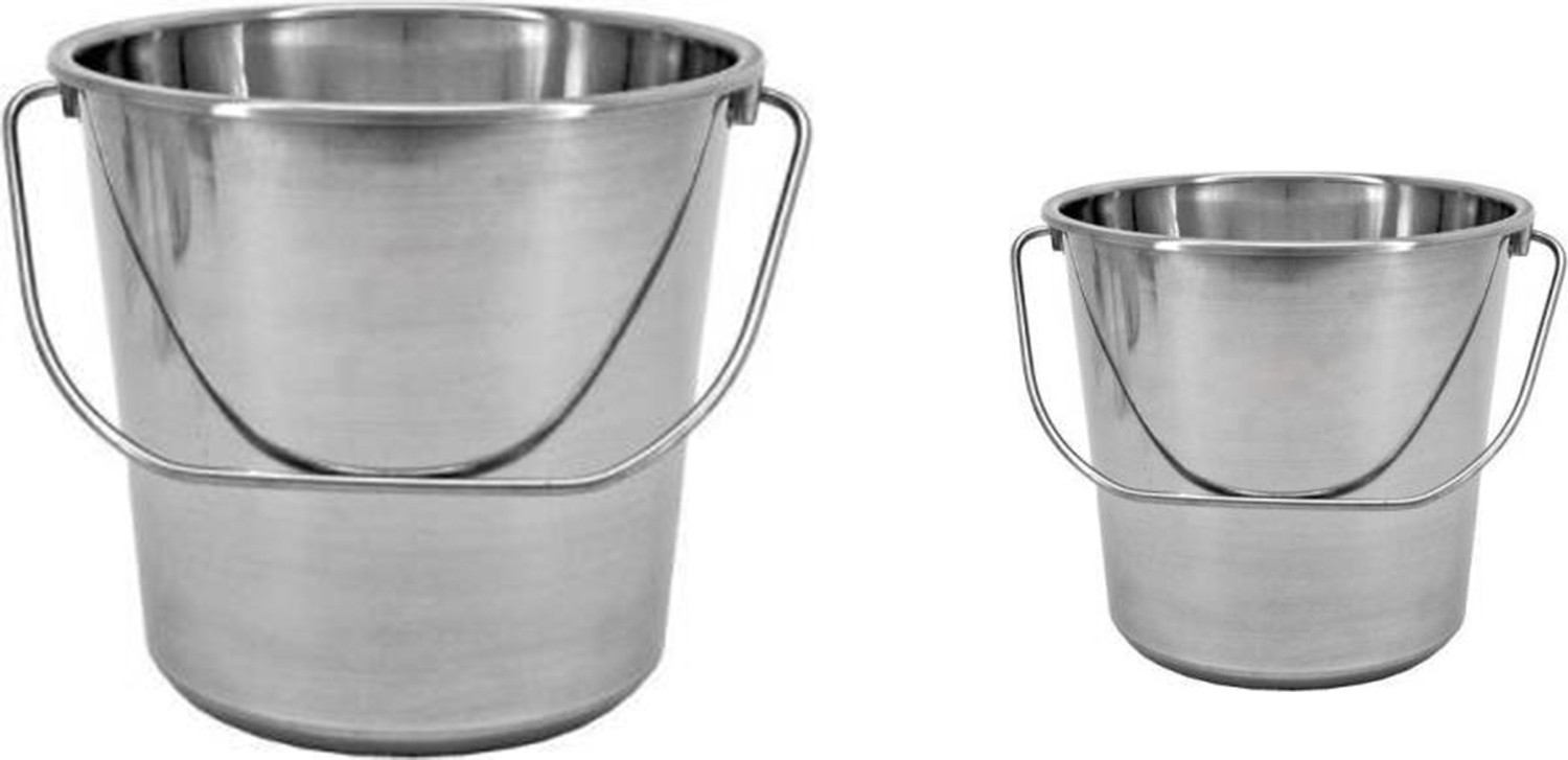 Image of EGLOB Steel Buckets , Set of 2, 15 & 7 Litre 22 L Steel Bucket