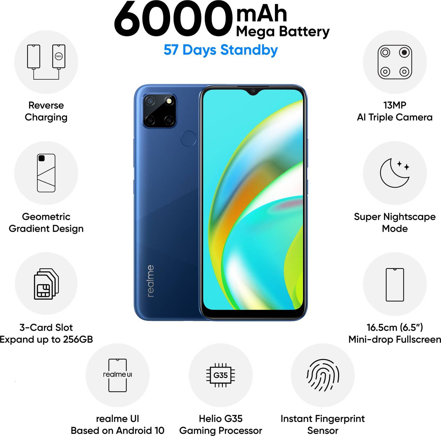 realme C12 32GB Power Blue - Image 2