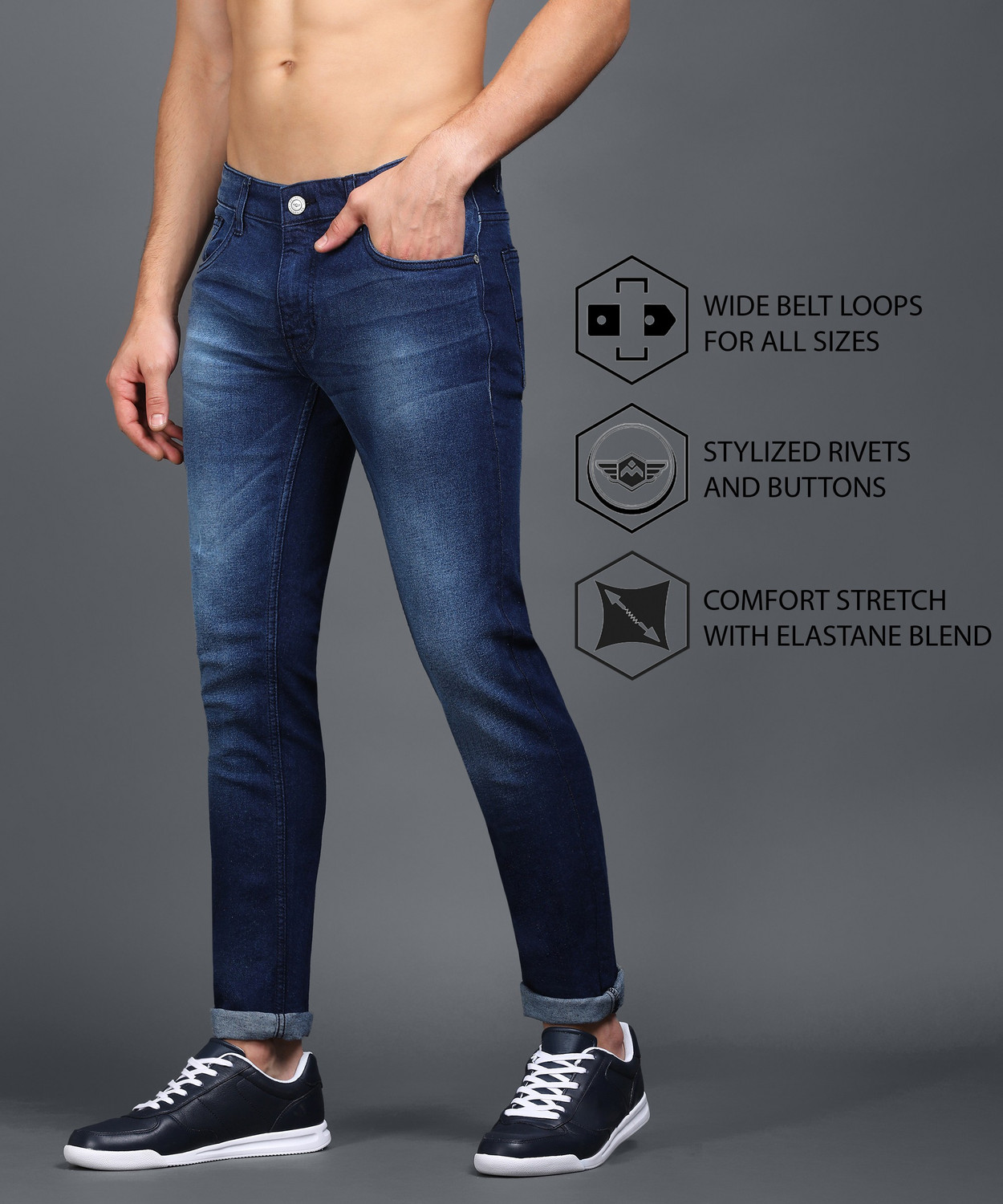 Image of METRONAUT by Flipkart Slim Men Dark Blue Jeans