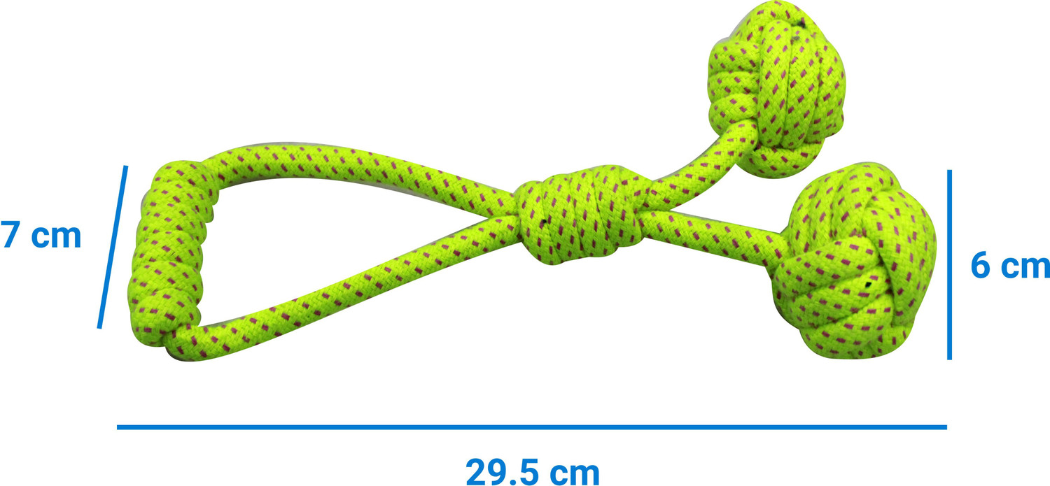 Image of S.Blaze Good Quality Durable Green 2 Ball Knot Fetch Rope Toy for your Pet Dogs Nylon Ball, Chew Toy For Dog