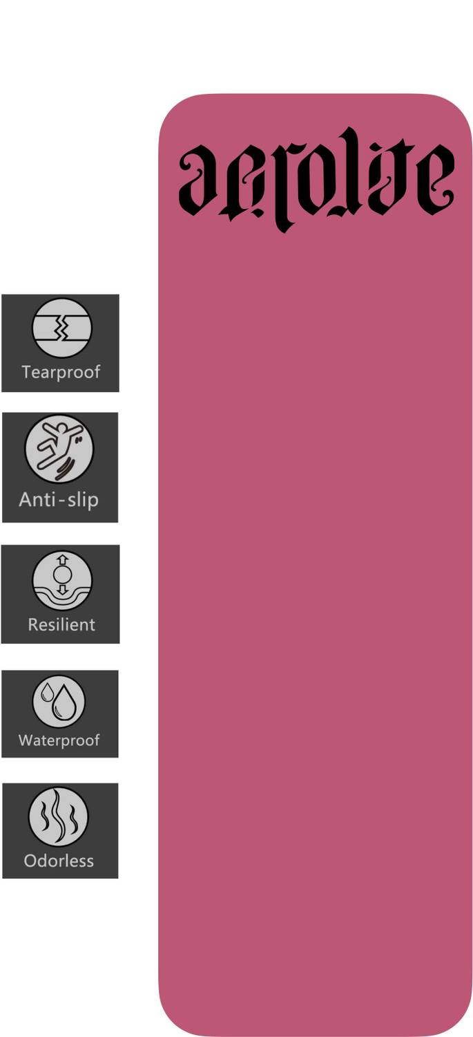 Aerolite TPE Super GRIPPY 24x72-PIK Pink 6 mm Yoga Mat