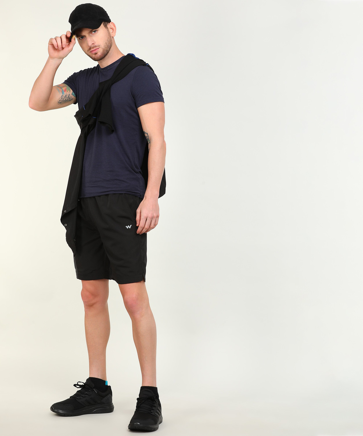 Image of Wildcraft Color Block Men Black Sports Shorts