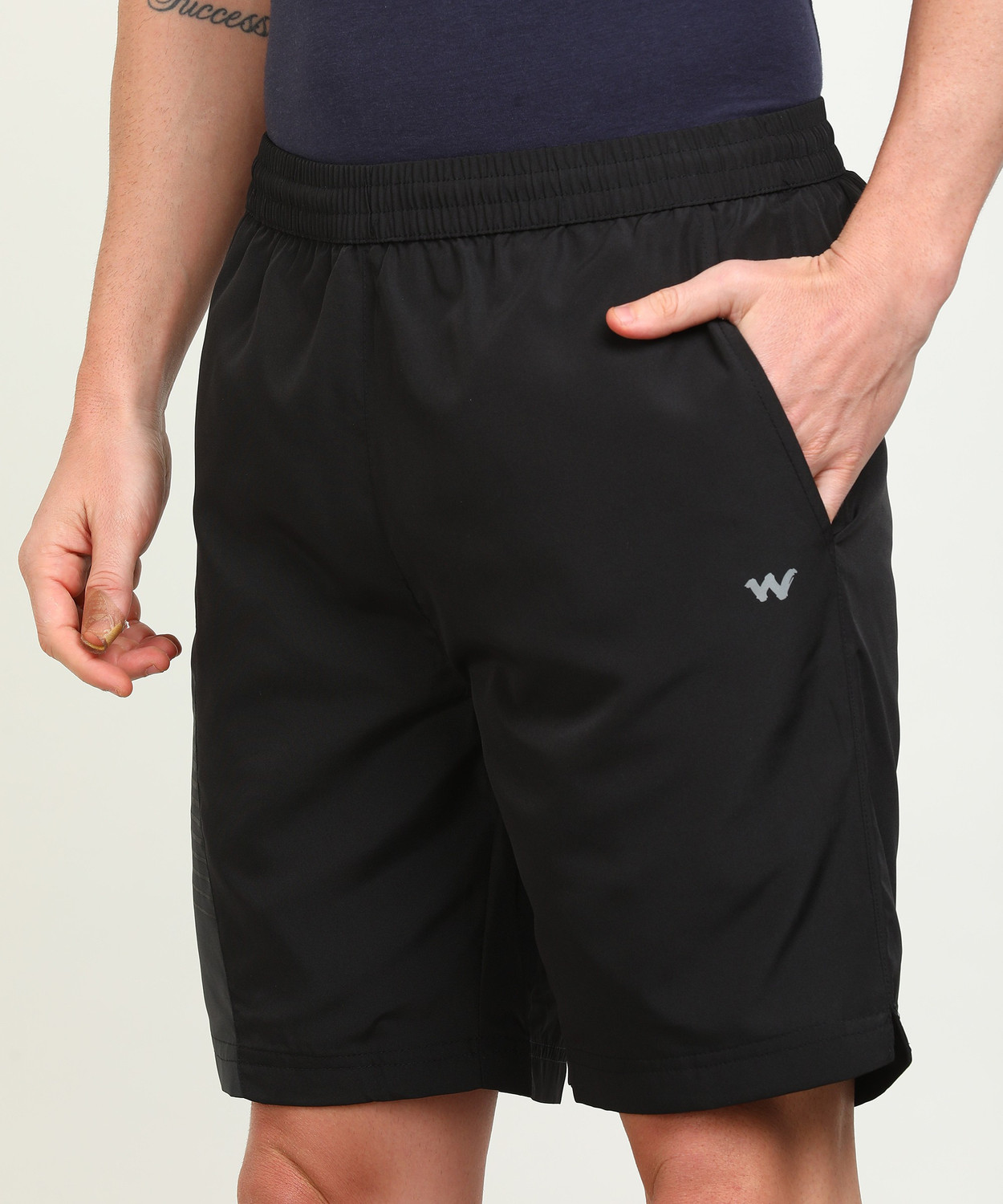 Image of Wildcraft Color Block Men Black Sports Shorts