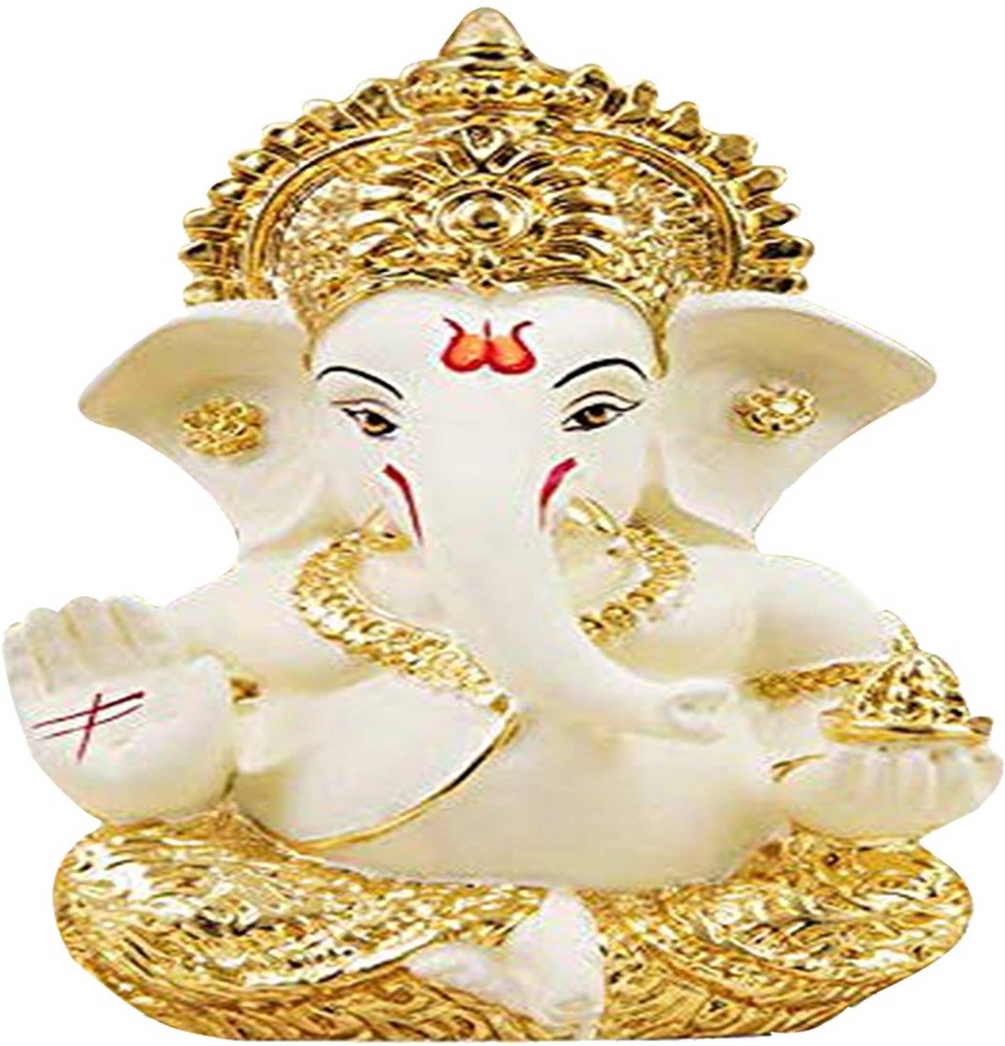 Saugat Traders Ganesh Idol for Card Dashboard - Gold Plated Ganesh Idol-Ganesh Ji Murti-Ganesh Statue-Ganesh Chaturthi Gift Decorative Showpiece - 8.128 cm