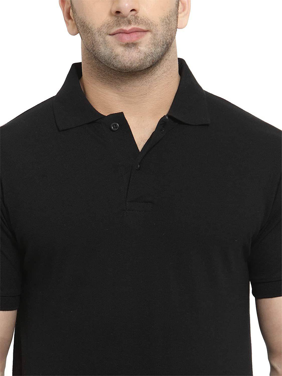 Polo Plus Solid Men Polo Neck Black T-Shirt - Image 5