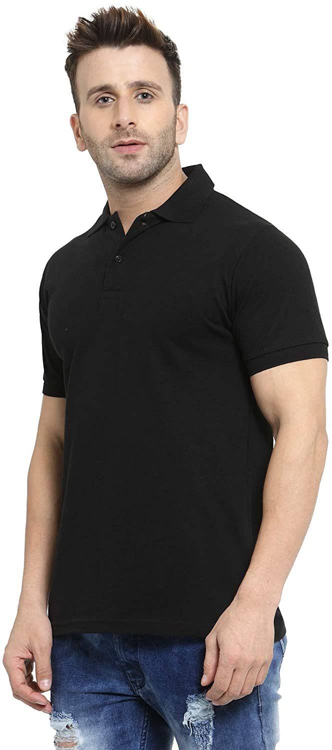 Polo Plus Solid Men Polo Neck Black T-Shirt - Image 3