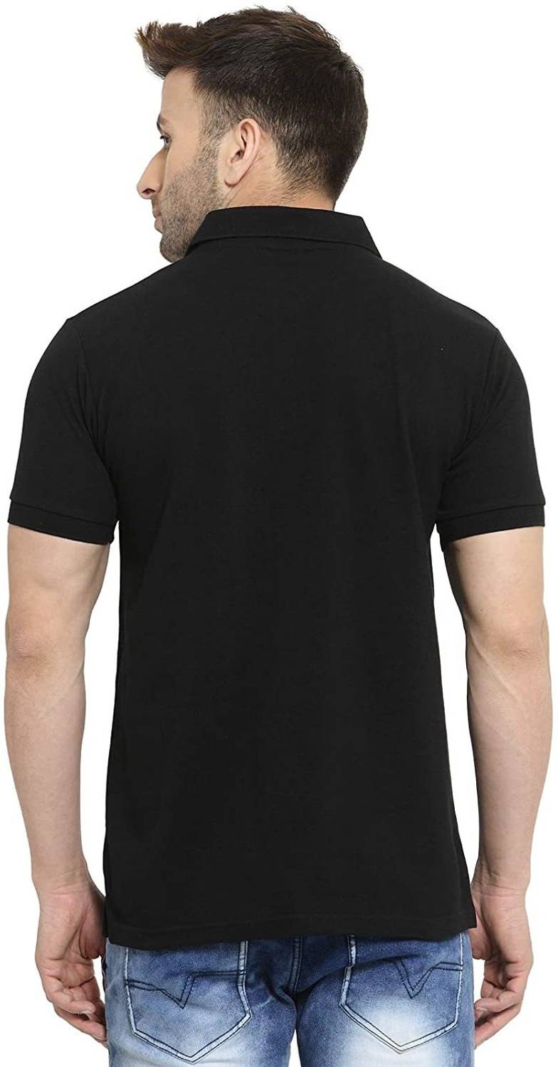 Polo Plus Solid Men Polo Neck Black T-Shirt - Image 2