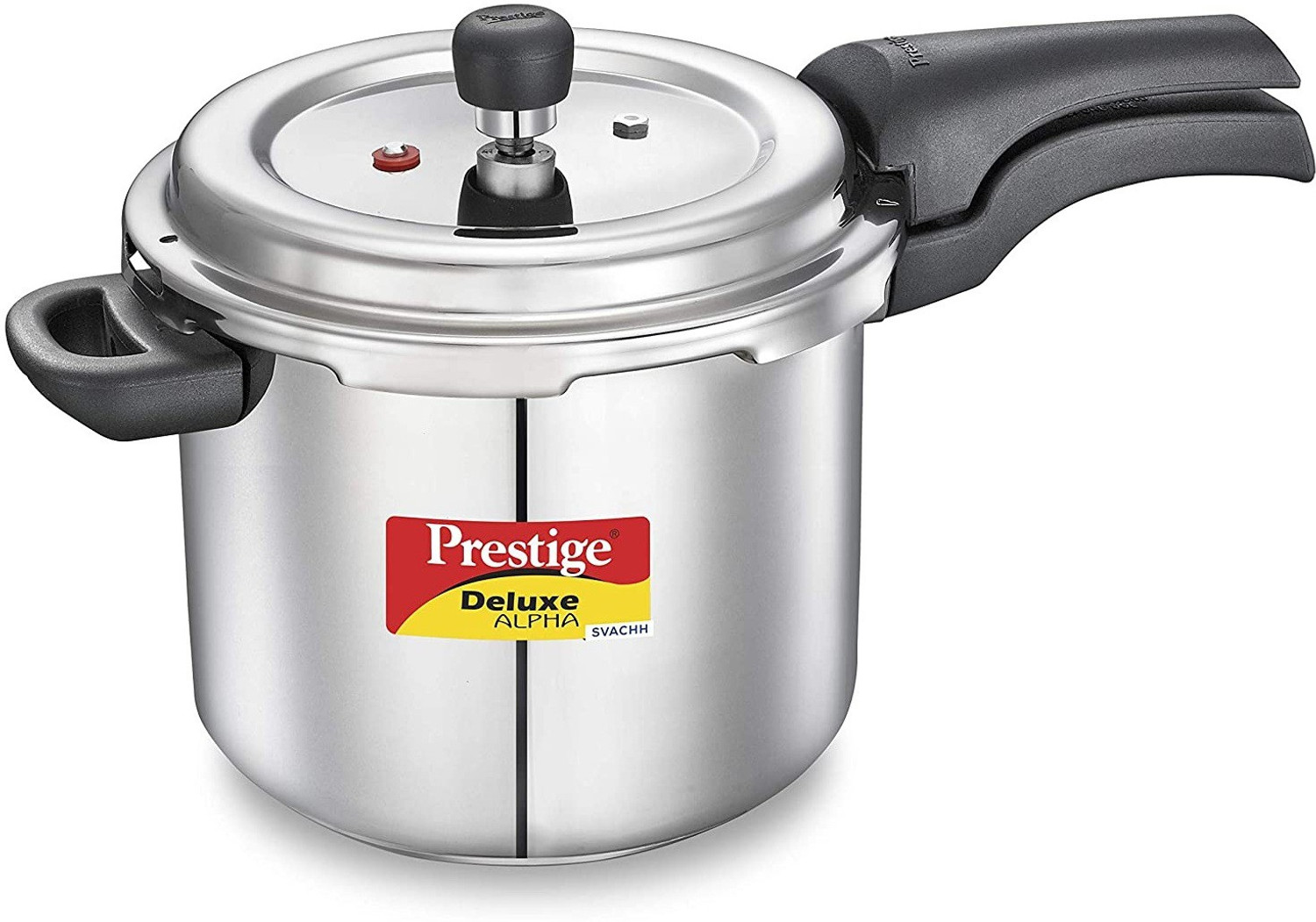 Image of Prestige Svachh Deluxe Alpha 5.5 Litre Stainless Steel Pressure Cooker 5.5 L Outer Lid Induction Bottom Pressure Cooker