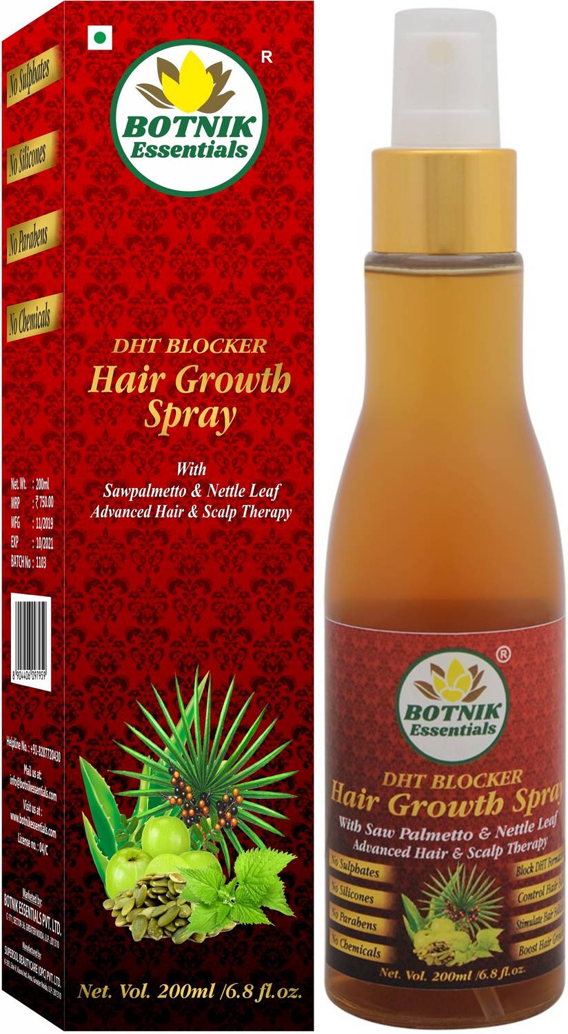 BOTNIK ESSENTIALS DHT Blocker Hair Growth Spray with Sawpalmetto, Nettle Leaf, Rosemary, Pumpkin seed- 200 ML