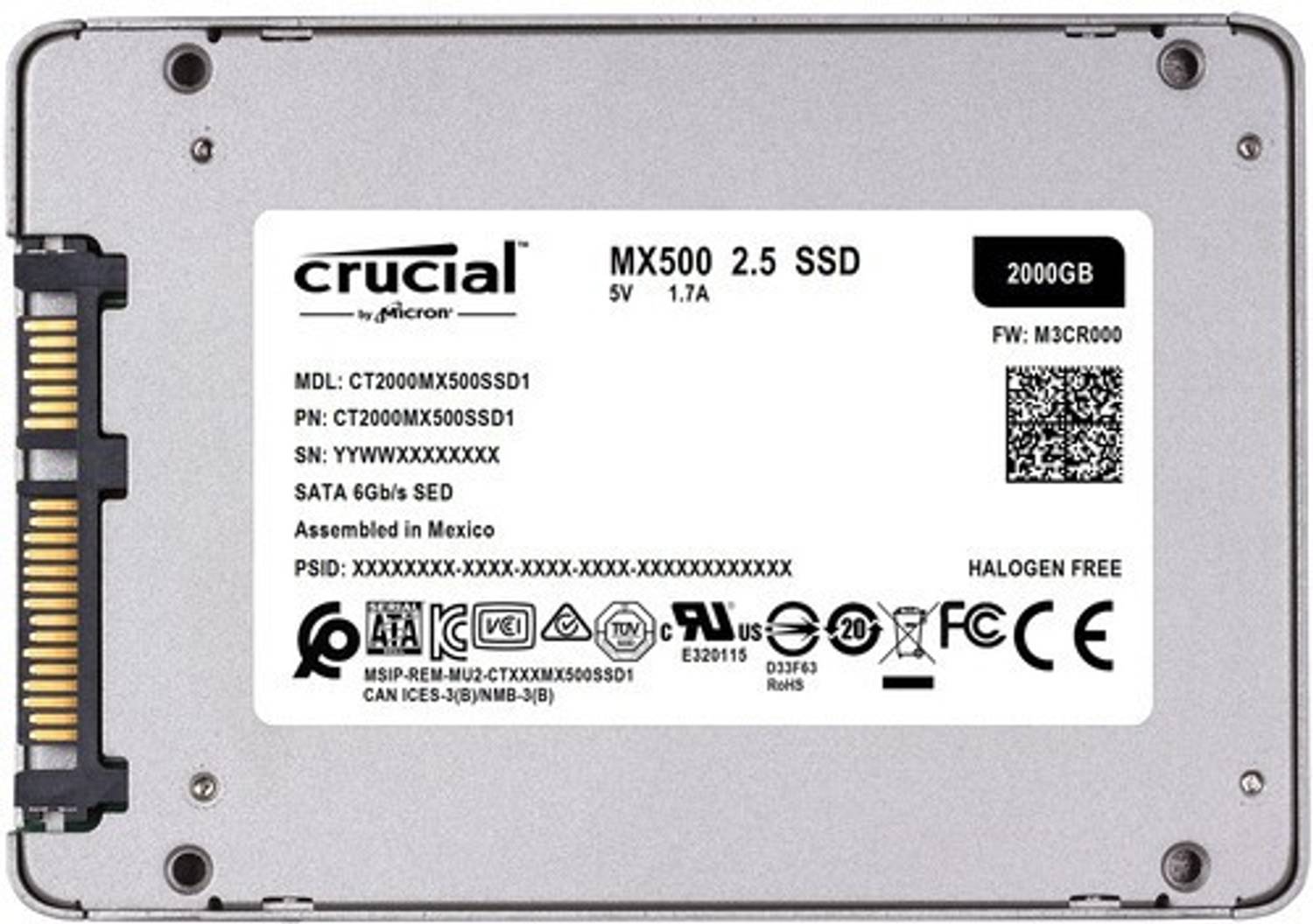 crucial MX500 2.5インチ SSD 2000GB Crucial CT 2 TB Laptop, Desktop Multicolor SATA Internal Solid