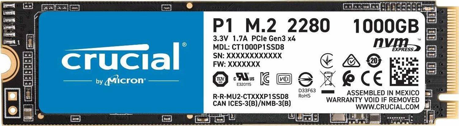 Crucial P1 1 TB Laptop, Desktop Black PCIe NVMe Internal Solid