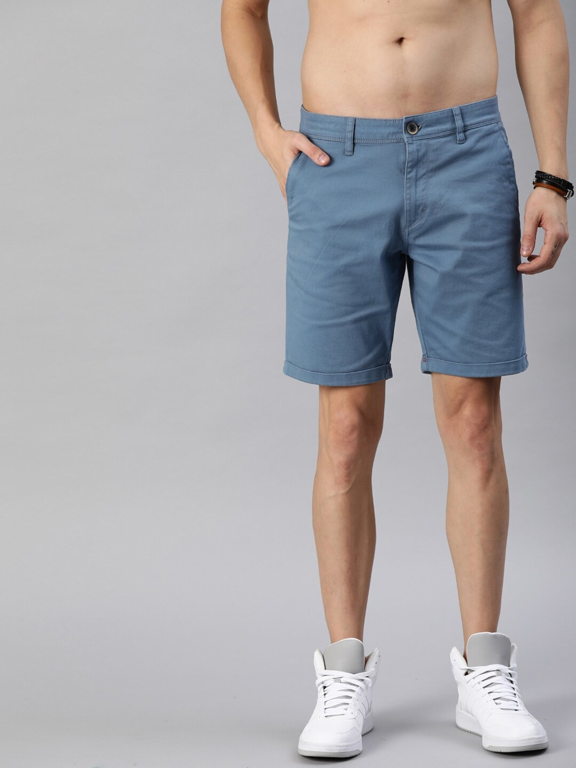 Roadster Solid Men Blue Chino Shorts