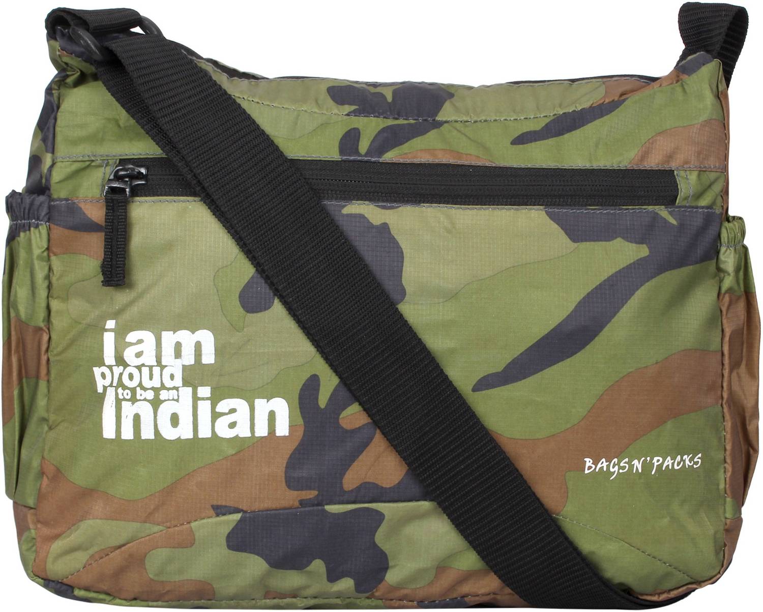 AdventIQ Multicolor, Khaki Sling Bag Military/Army Camouflage Printed Cross Body Sling Bag (BNP094P- I Am Proud To Be An Indian)