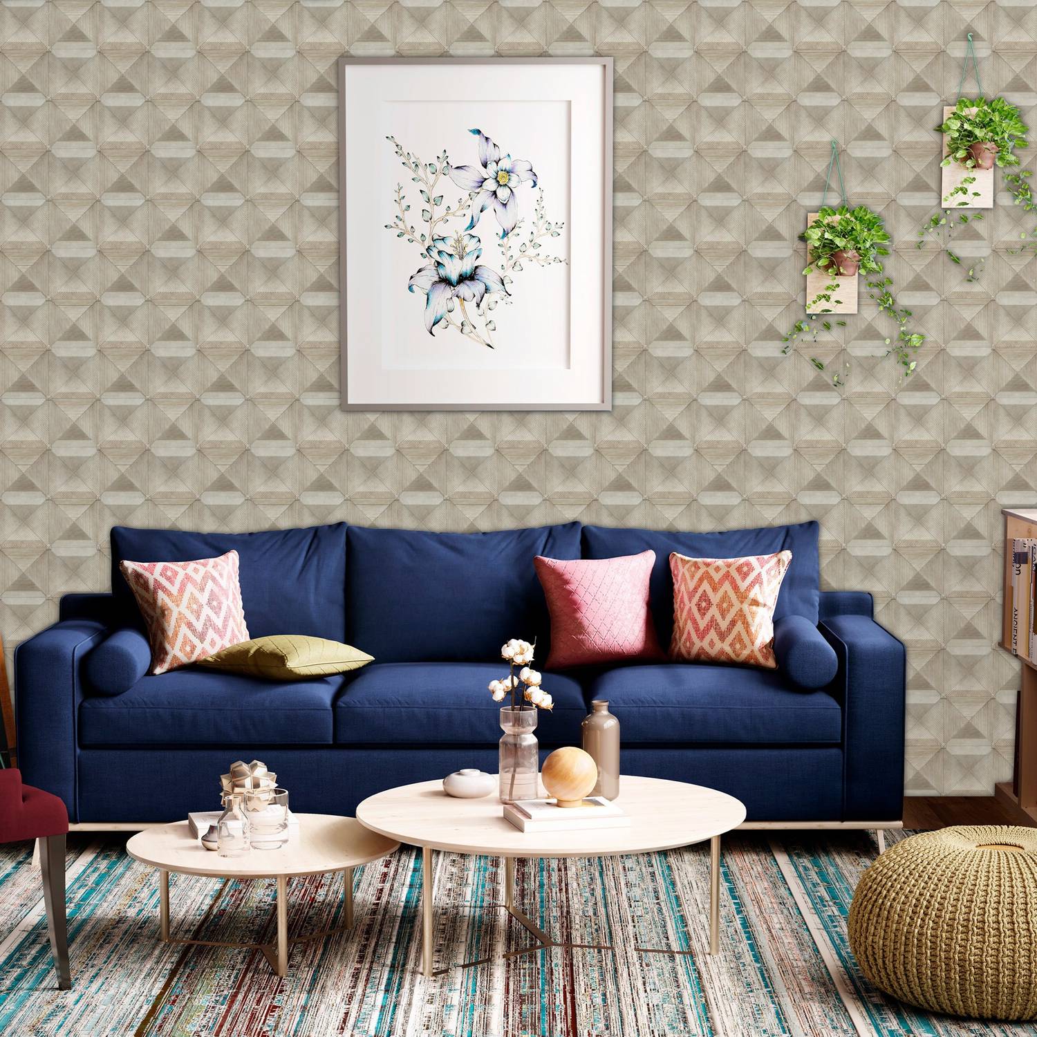 Asian Paints 45 cm EzyCR8 DIY Peel & Stick Wallpaper 3D Geometric Removable Sticker