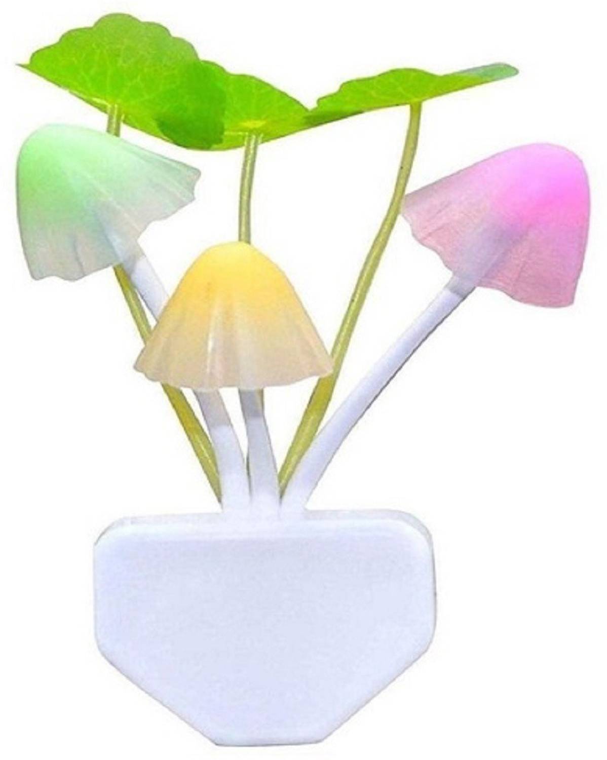 ABCD Fancy Mushroom Shape Automatic with Smart Sensor LED Color Changing Light Lamp Plastic Magic Beautiful Illumination 0.2 Watt Night Light Lamp Automatic on/Off Smart Sensor Led Night Lamp Night Lamp