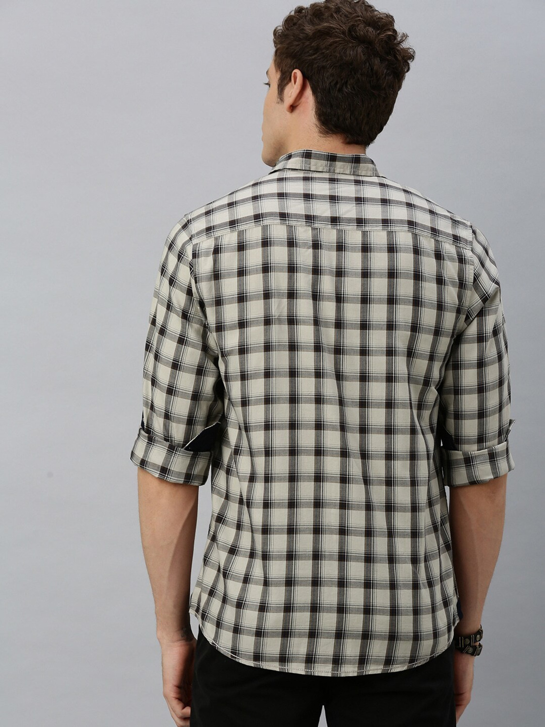 Image of Roadster Men Checkered Casual White Shirt