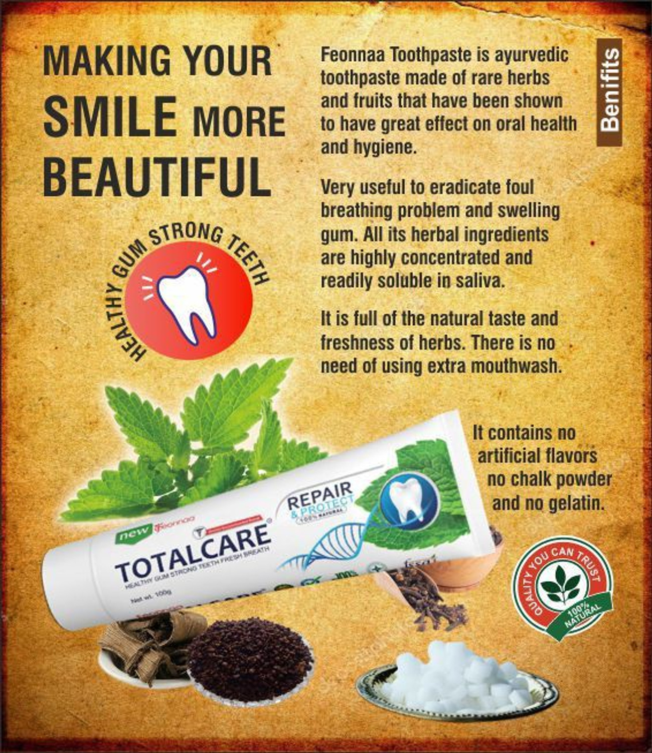 Image of Feonnaa New Total Care Toothpaste REPAIR & PROTECT (Pack of 4) Toothpaste
