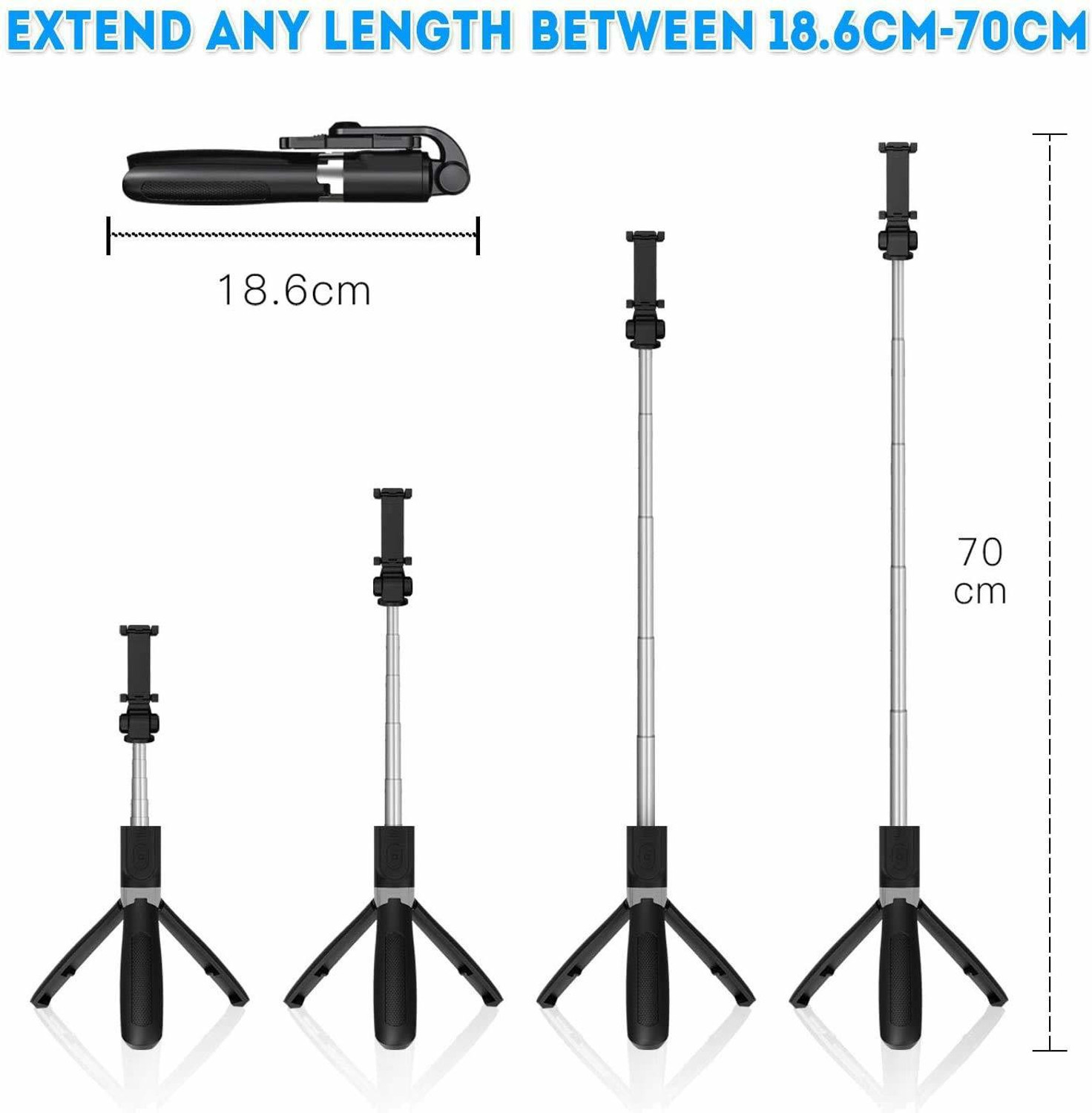 Image of Planetoid High Quality 3in1 Selfie Stick Wireless Bluetooth Selfie with Remote Shutter Tripod