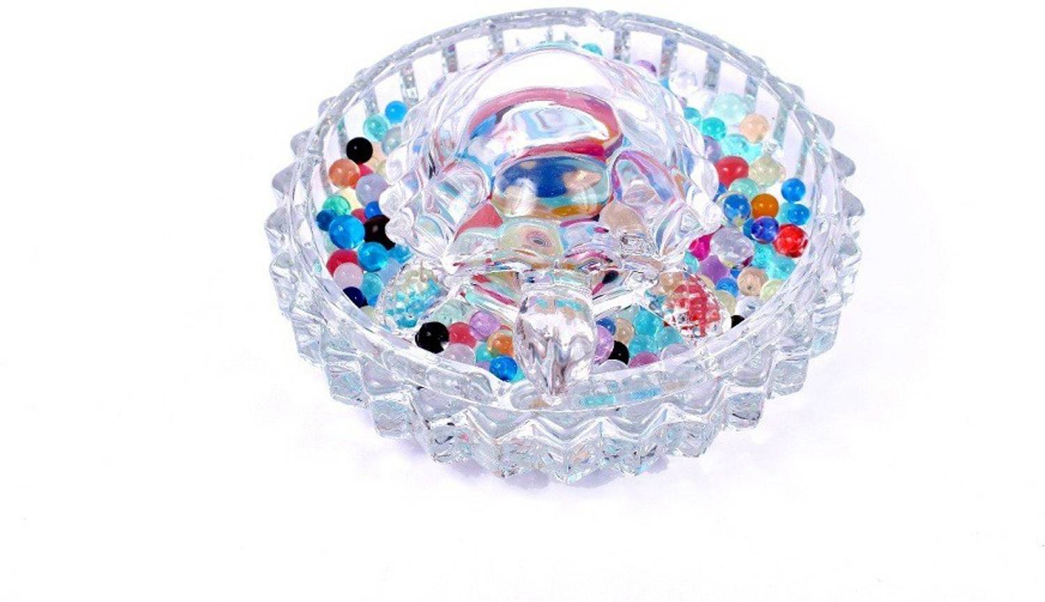 Breewell Glass Crystal Big Tortoise in Plate Fang Shui Vastu Set-PM02 Decorative Showpiece - 5 cm