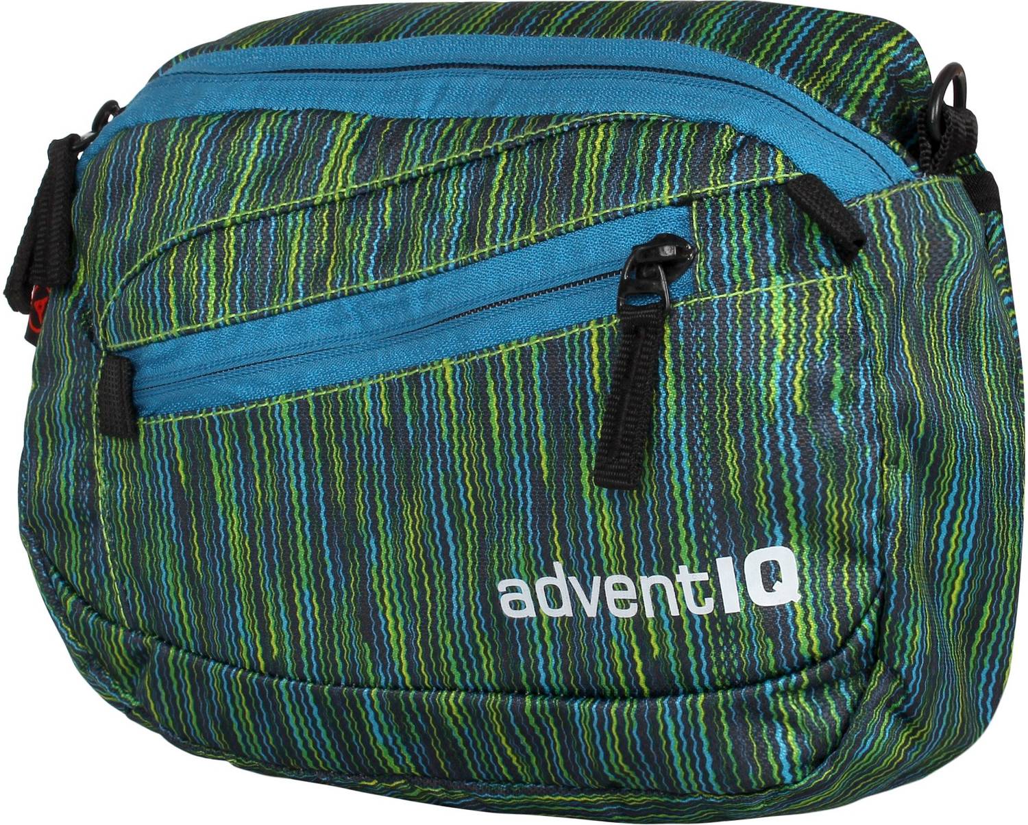 AdventIQ Printed Waist Bag (BNP 0189)-Stripes Printed T.Blue /Teal Zipper Waist bag