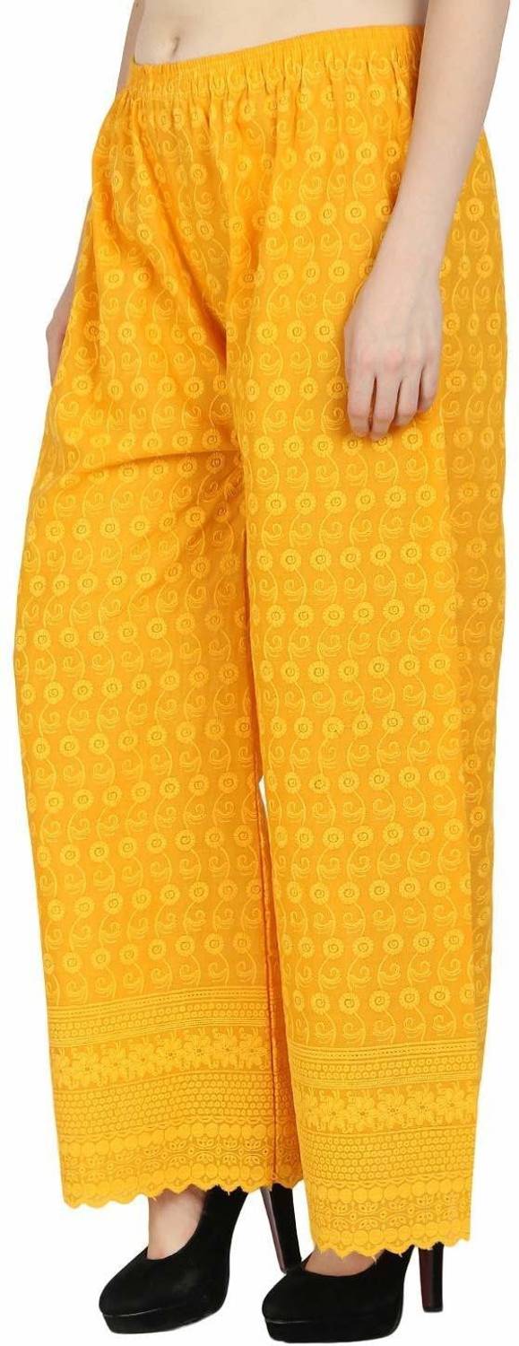 SriSaras Regular Fit Women Yellow Trousers