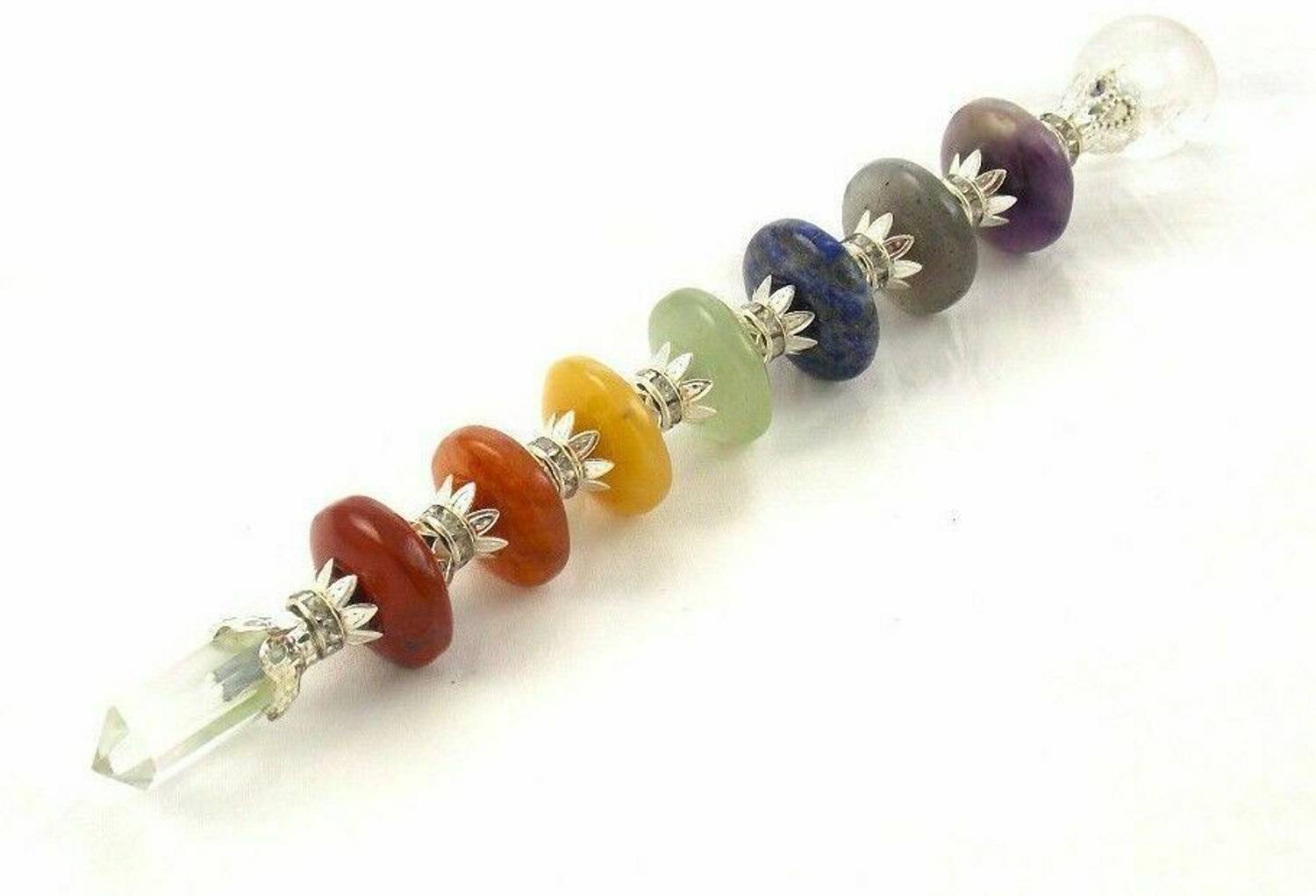 AIR9999 7 Chakra Disc Reiki Healing Jumbo Wand Chakra All in one Wand for Reiki Chakra Healing Decorative Showpiece  -  16 cm