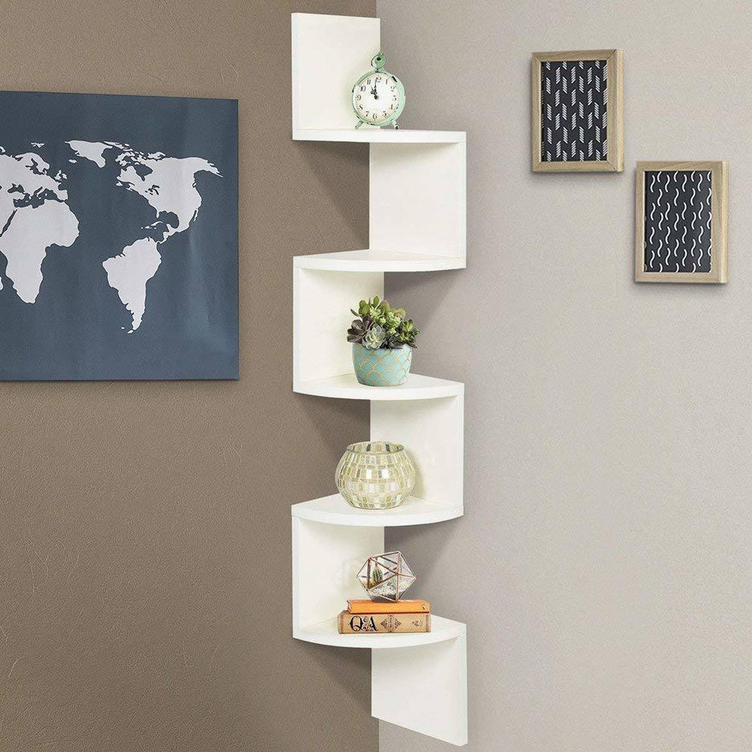 Dream Zig-Zag Corner White MDF Wall Shelf - Image 2
