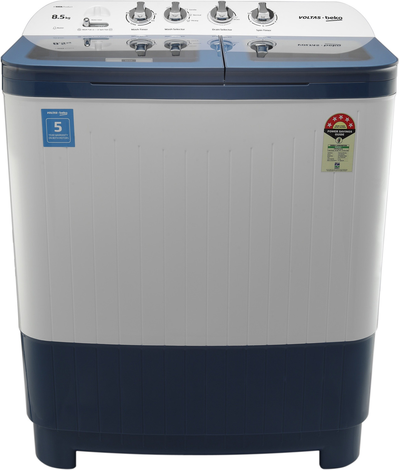 Image of Voltas Beko by A Tata Product 8.5 kg Semi Automatic Top Load Washing Machine Blue