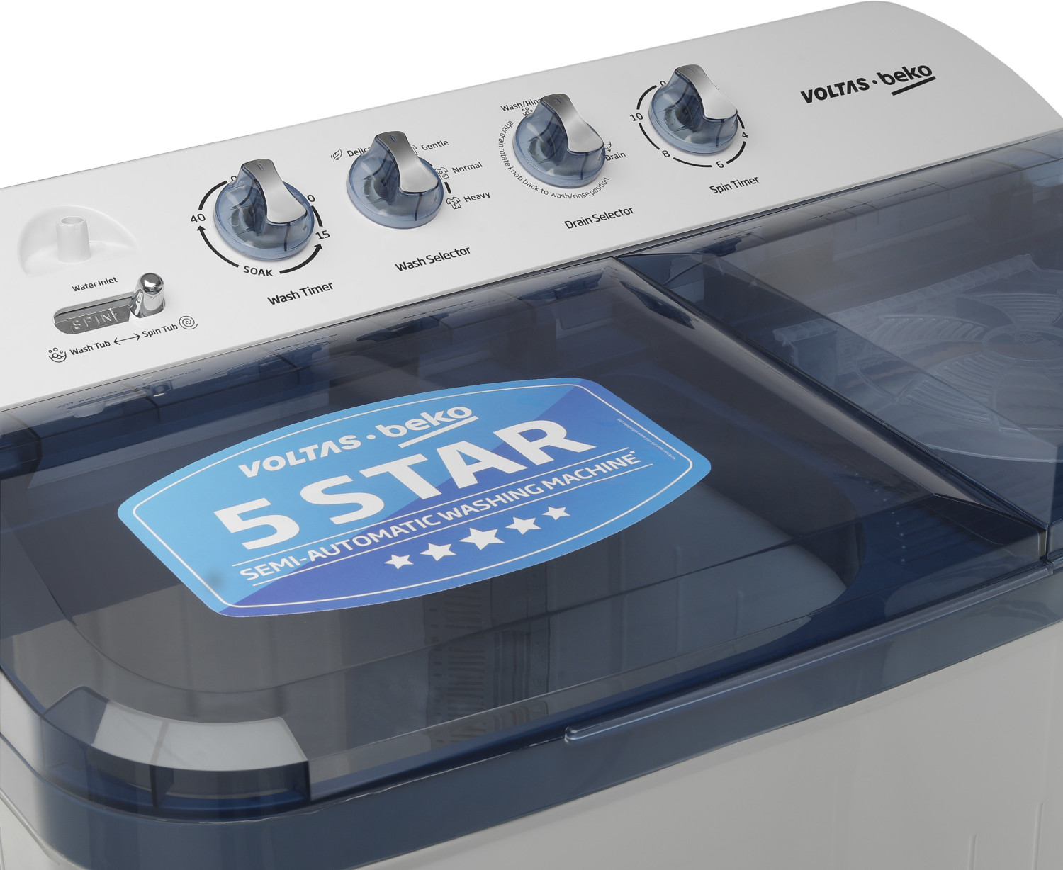 Image of Voltas Beko by A Tata Product 8 kg Semi Automatic Top Load Washing Machine White, Blue