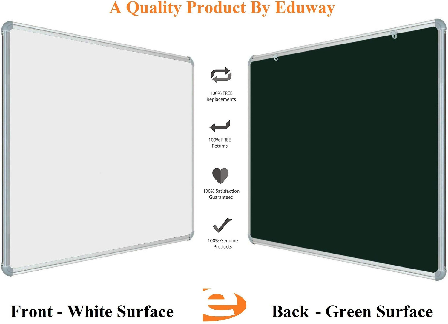Image of Homedmart 2x3 Feet Super Nova Glosssy Surface Whiteboard (Non-magnetic) | Green Chalk Board Surface On The Back Side | Aluminium Frame Finishing | Ghost Marks Free Smooth Surface White, Green board