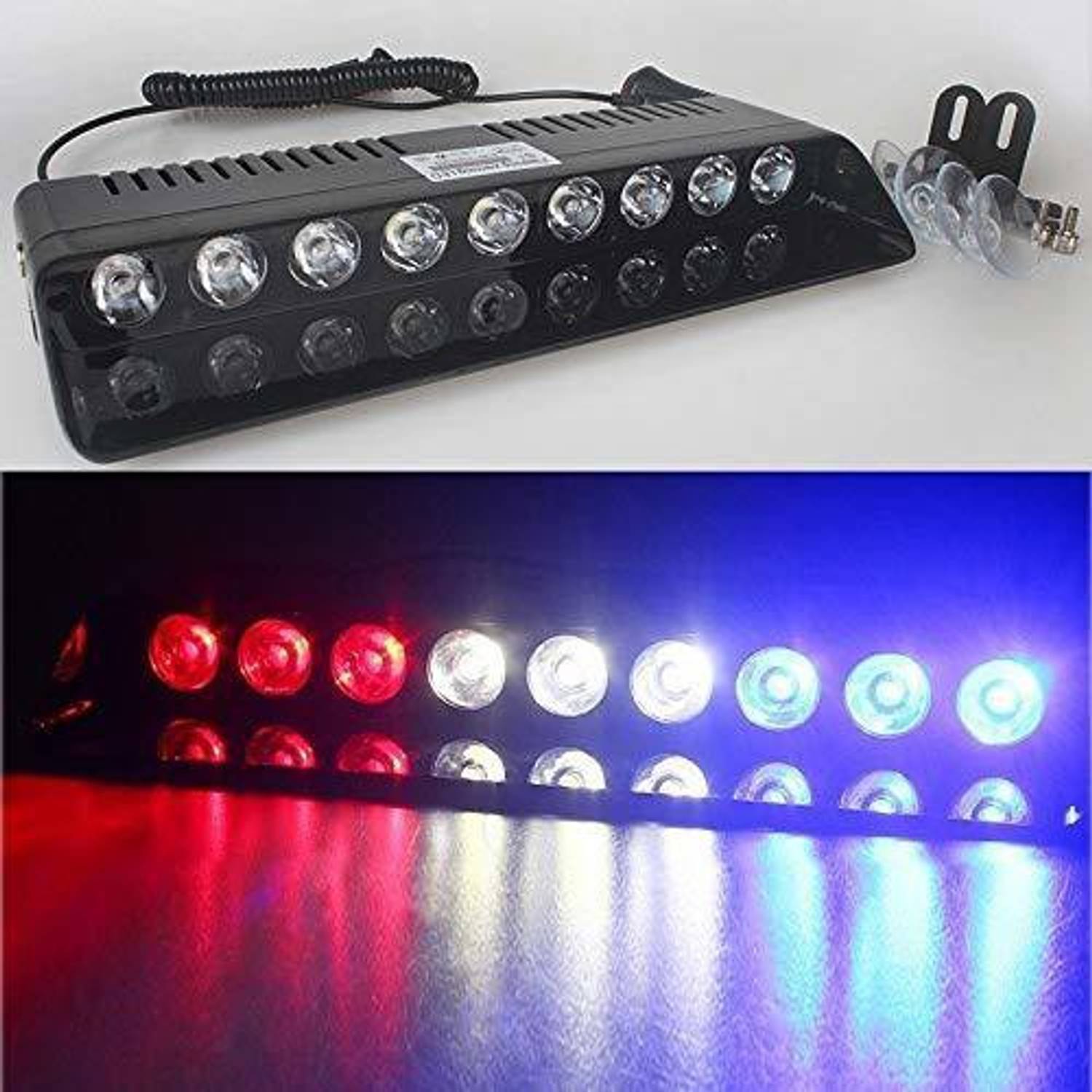 AIRSKY 9 LED White Flasher Strobe Car Police Emergency Light with 6 Flashing Interior Light Car LED (1...