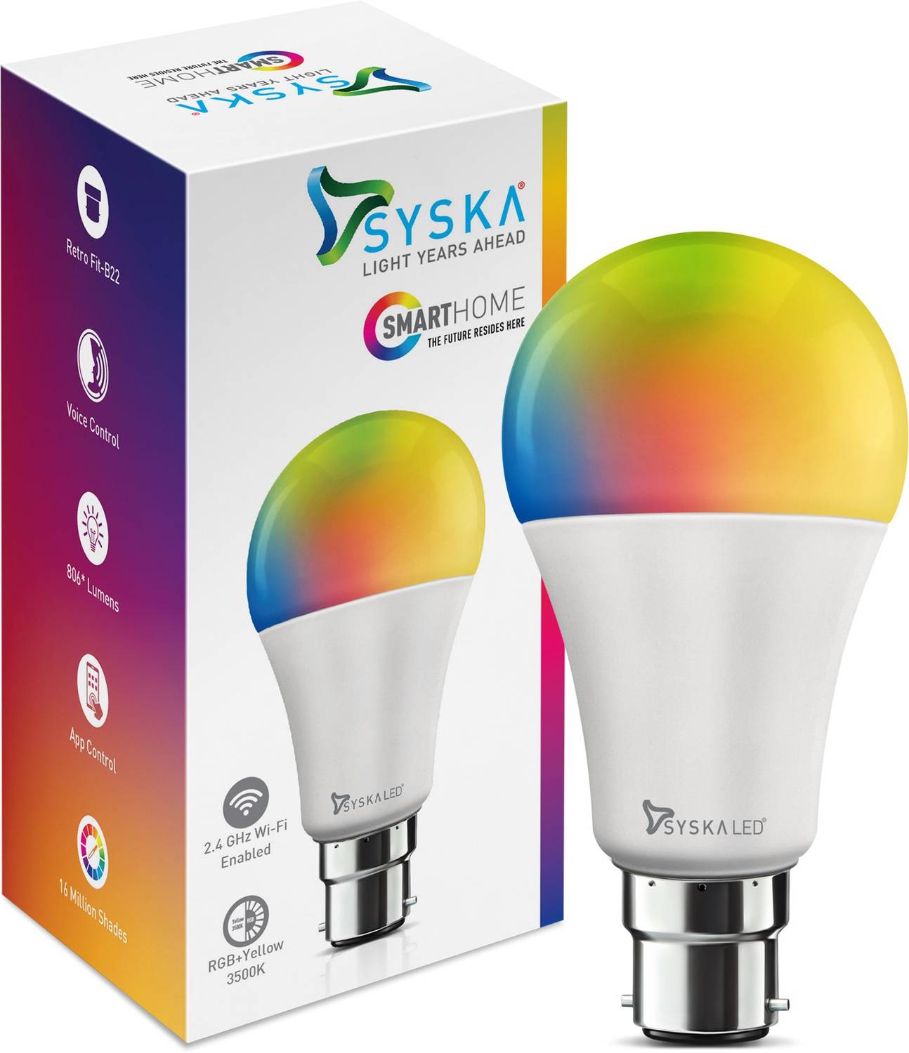 Syska Smart Wi-Fi Led Bulb 12W-5C 16Million Shades Smart Bulb