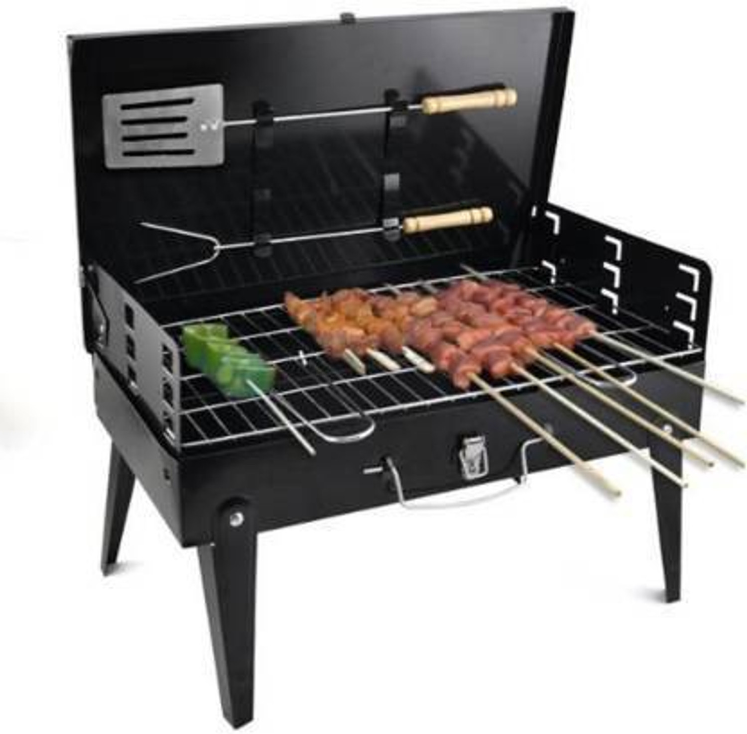 Image of NITYA BarbecueBasketFoldableforRoastBBQPortableGrillingBasketwithWoodHandle Charcoal Grill