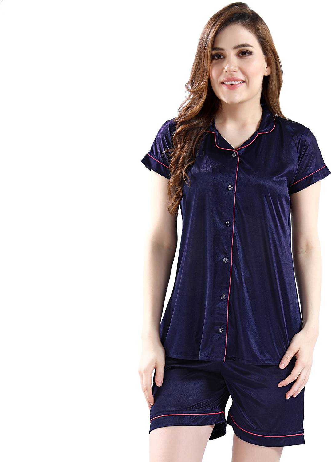 AV2 Women Solid Blue Top & Shorts Set