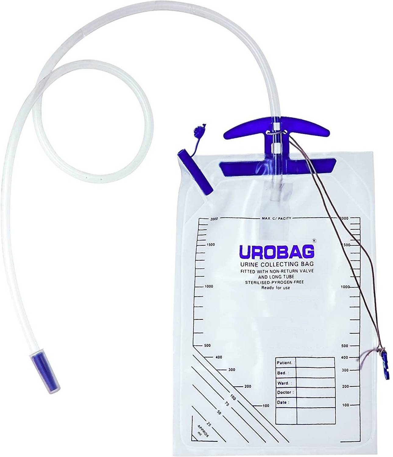 Agarwals Urine Collection Uro Bag with Moulded Handle 2000 ML (Clear) Urine Bag