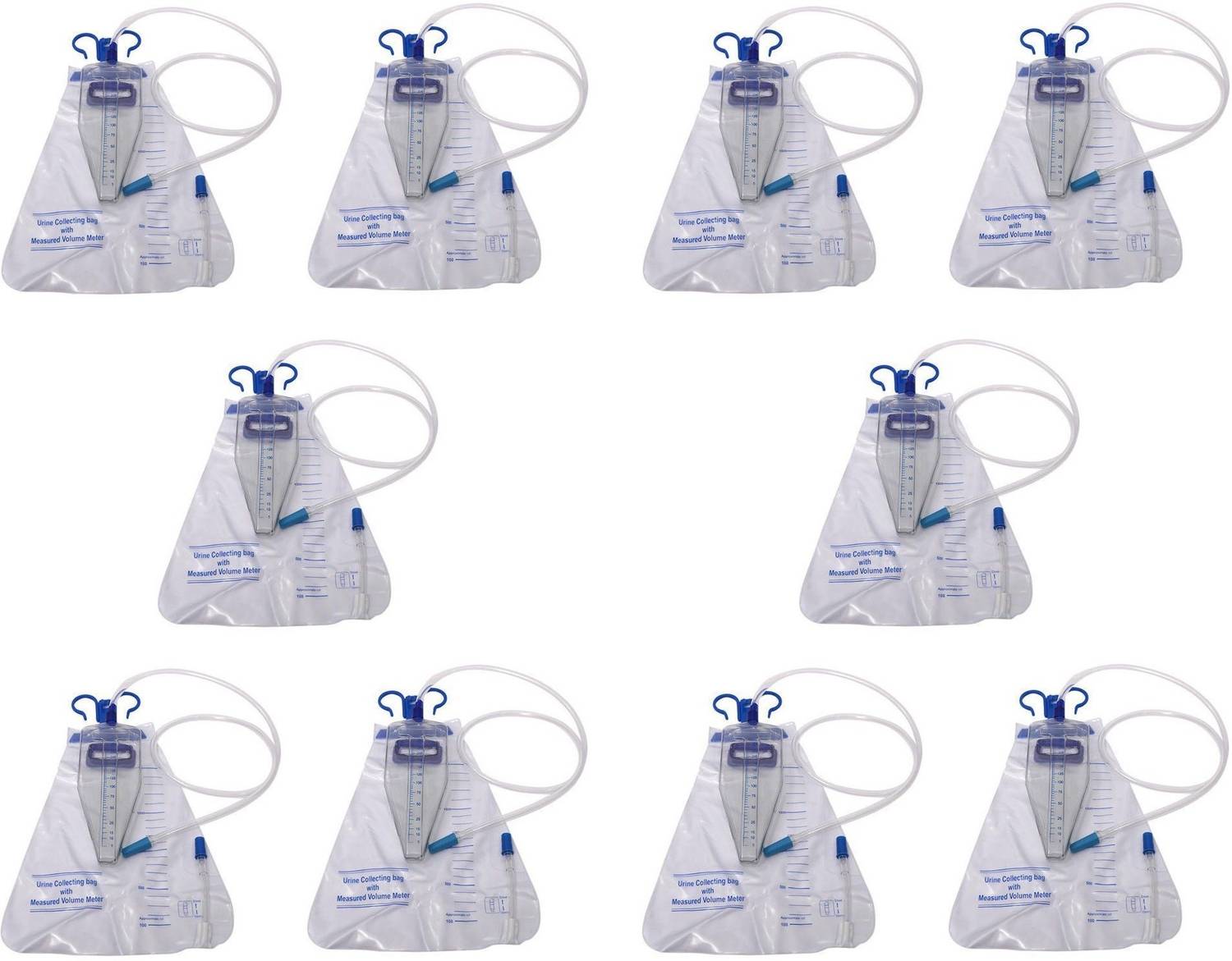Agarwals Urometer Urine Collecting Bag (2000ML) with Measured Volume Meter (250ML) - Clear (Pack of 10) Urine Bag